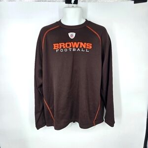 Cleveland Browns NFL Team Apparel Men's Large Reebok Long-Sleeve Crewneck Shirt